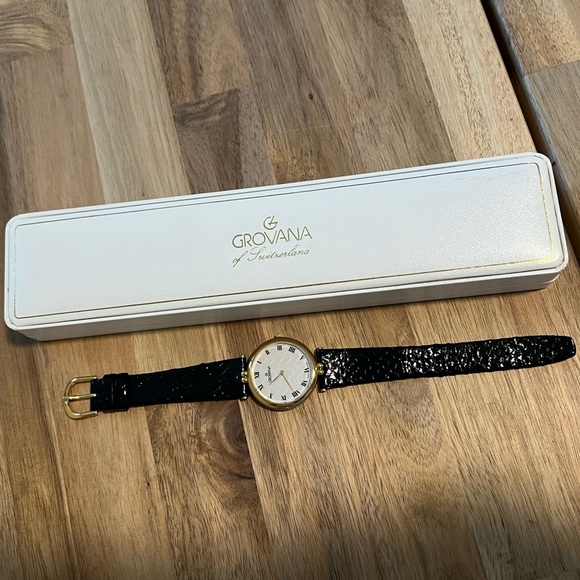 🌟 Grovana of Switzerland Leather Watch New with Box